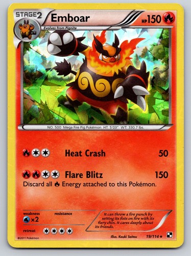 Emboar (19) Holo Rare Black and White 19/114 MP Pokemon Card TCG
