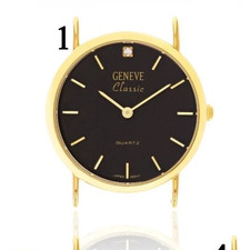 Geneve Round Black Watch Movement with Diamond