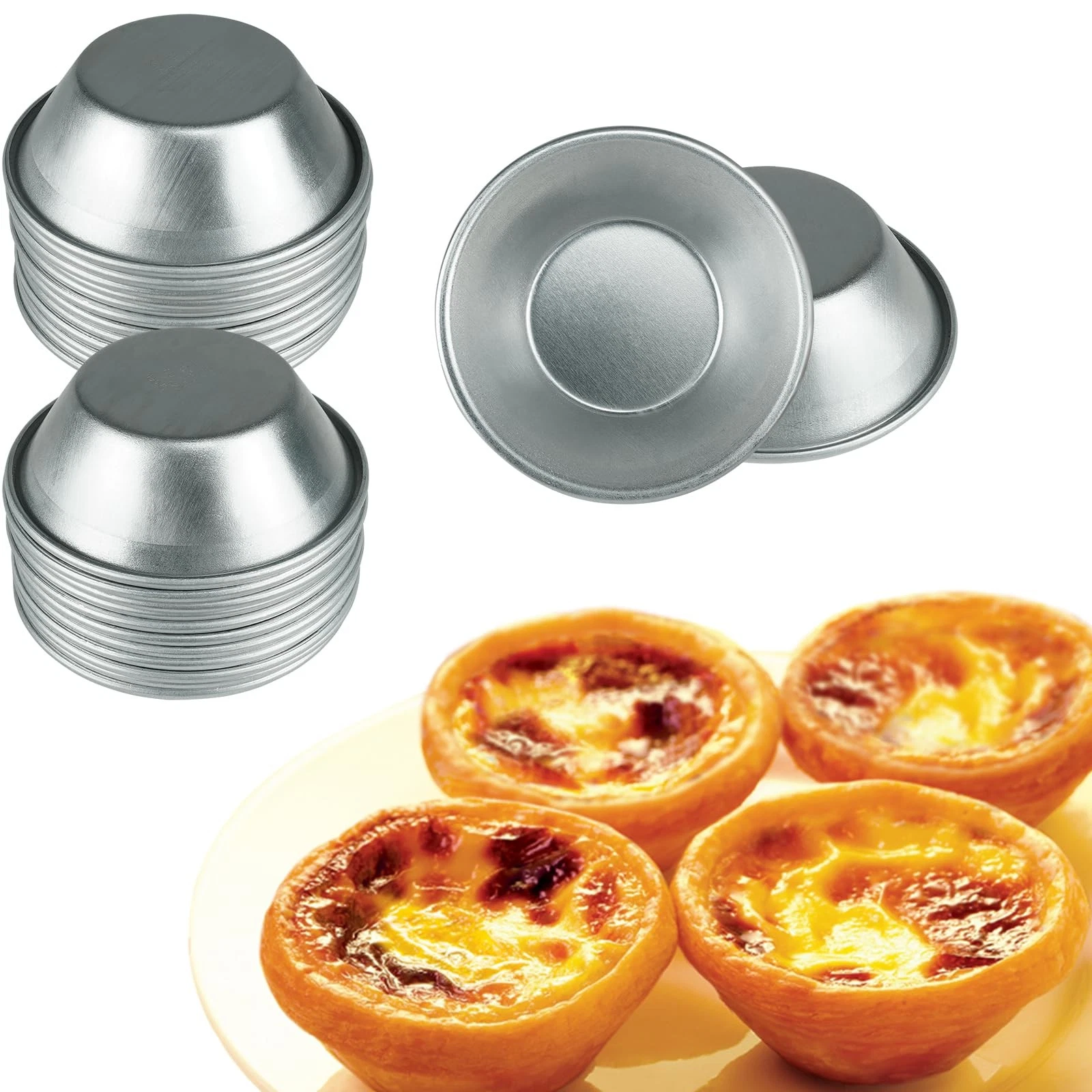 25 Pcs Mini Tiny Pie Muffin Cupcake Pans Tin Egg Tart Mold Bakeware -NonStick...
