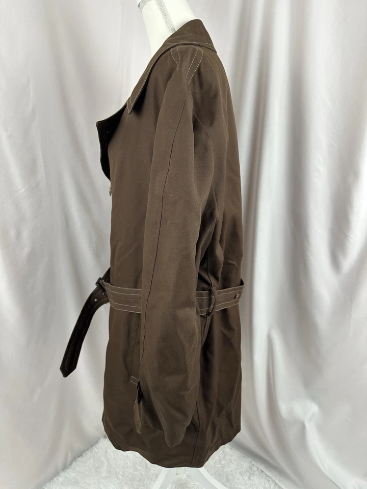 Vintage London Fog Trench Coat 44L Brown Belted Double Breasted USA Made - Image 2 of 4