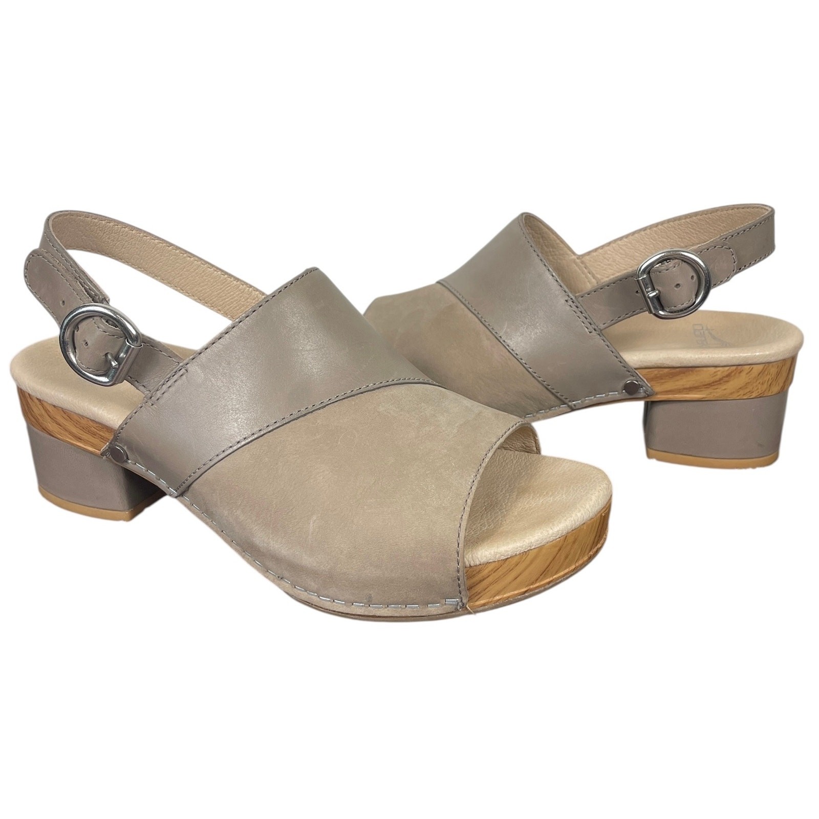 APL Dansko Madalyn sandalo tortora EUR 38 US 8 slingback tacco a blocco estate spiaggia resort