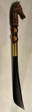Vintage Japan Wood Carved Horse Head Shoe Horn Plastic Shoehorn 11.5"