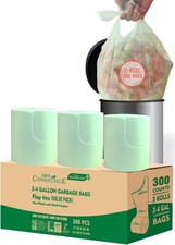 Flip-top compostable garbage bags, biodegradable, food waste in trash cans