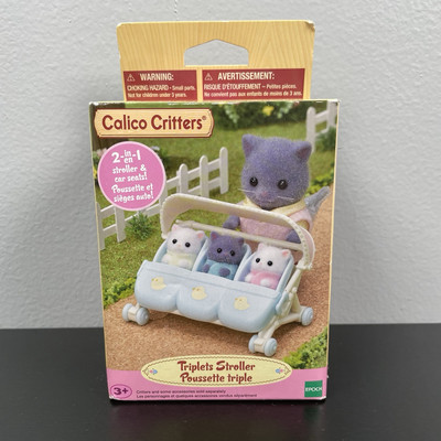 Calico Critters Triplets 2-in-1 Stroller & Car Seats for 3 Cradled Babies Epoch