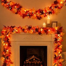 9ft Maple Leaf String Lights 50 LEDs Battery Operated Timer Waterproof