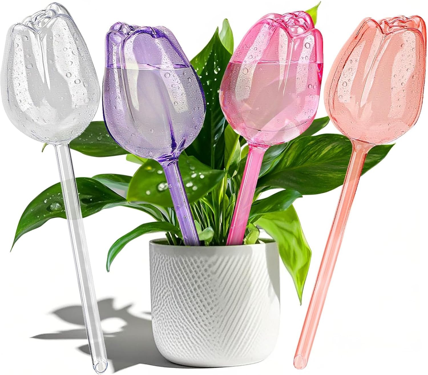 4Pcs Self Watering Globes Bulbs Tulip Automatic Plant Waterer Indoor Outdoor