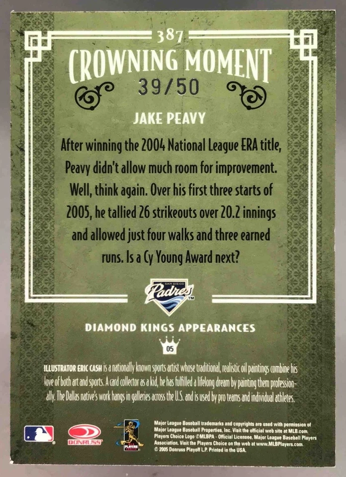 Jake Peavy 2005 Donruss Diamond Kings Framed Green /50 #189 Padres - Image 2 of 4