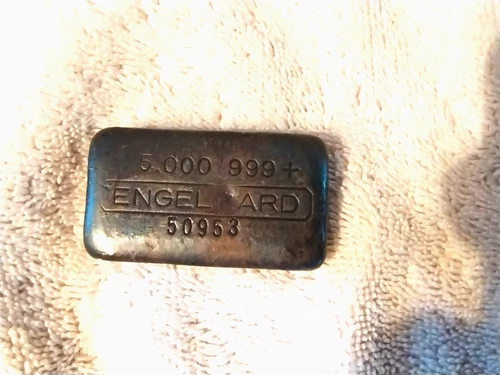 Vintage 5.6 OZ Engelhard .999 Fine Silver Bar #50953