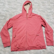 L.L. Bean Sweatshirt Womens Medium Pink Full Zip Pockets Hooded Outdoors Heavy