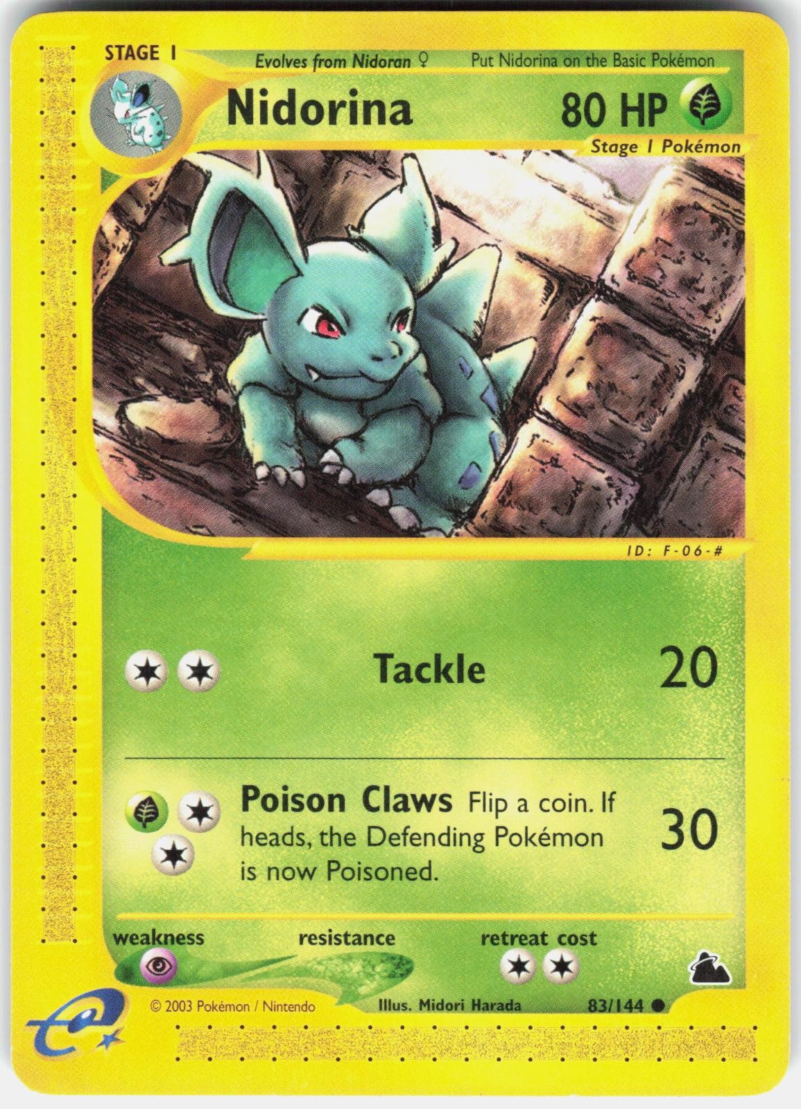 Nidorina 83/144 Common Skyridge Near Mint Pokemon Single Card