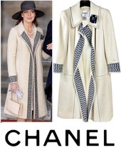 Chanel Vintage 2004 White Long Tweed Y2K Coat 42 44 46 10 12 14 Jacket Top L XL