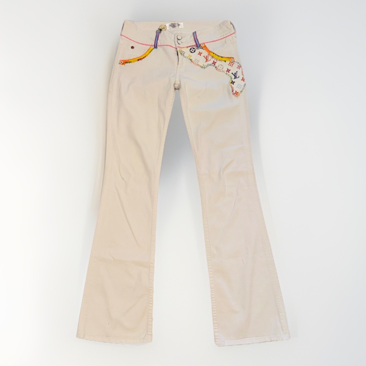 Custom White Patchwork Jeans Size 27 Upcycled Den… - image 3