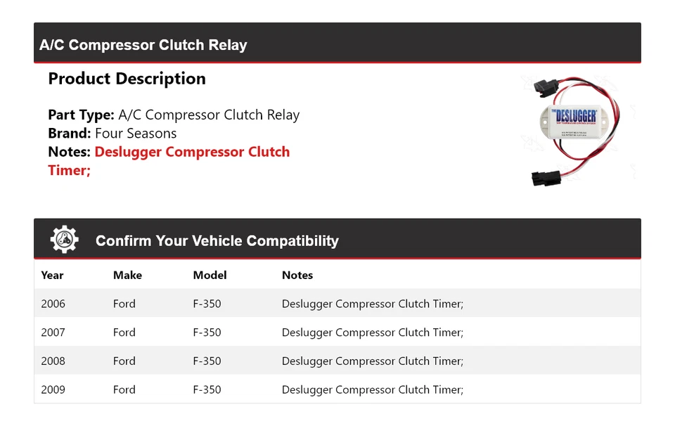 For 2006-2009 Ford F-350 A/C Compressor Clutch Relay 4 Seasons 2007 2008 - Image 2 of 4