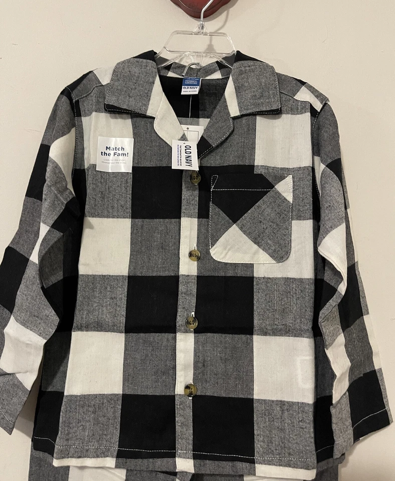 Antiguo conjunto de camisa de pijama y pantalón a cuadros blanco pequeño 6/7 azul marino para niñas NUEVO CON ETIQUETAS A9 Foto 2 de 4