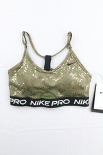 Nike Women's Pro Light-Support Padded Strappy Sports Bra Green  Gold Size S , M