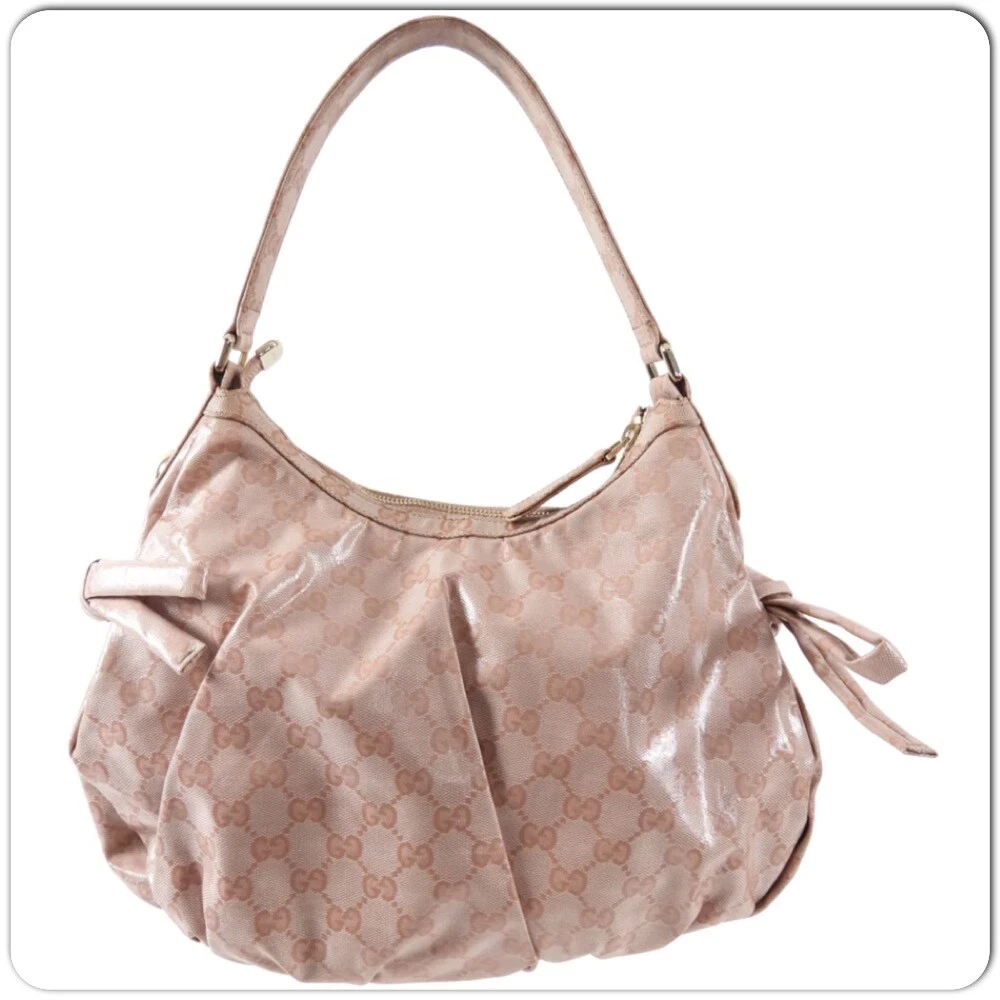 Sold at Auction: GUCCI HOBO PINK GG MONOGRAM CANVAS HANDBAG