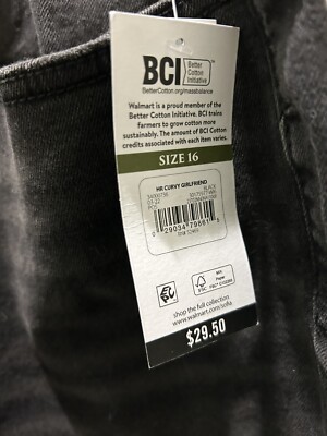 New!Sofia Vergara Black High Rise Curvy Girlfriend Jeans. Size 16
