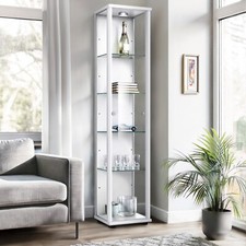 K-Möbel Glasvitrine in Weiss (176x37x33 cm); Regal Schrank ESG Sammlervitrine