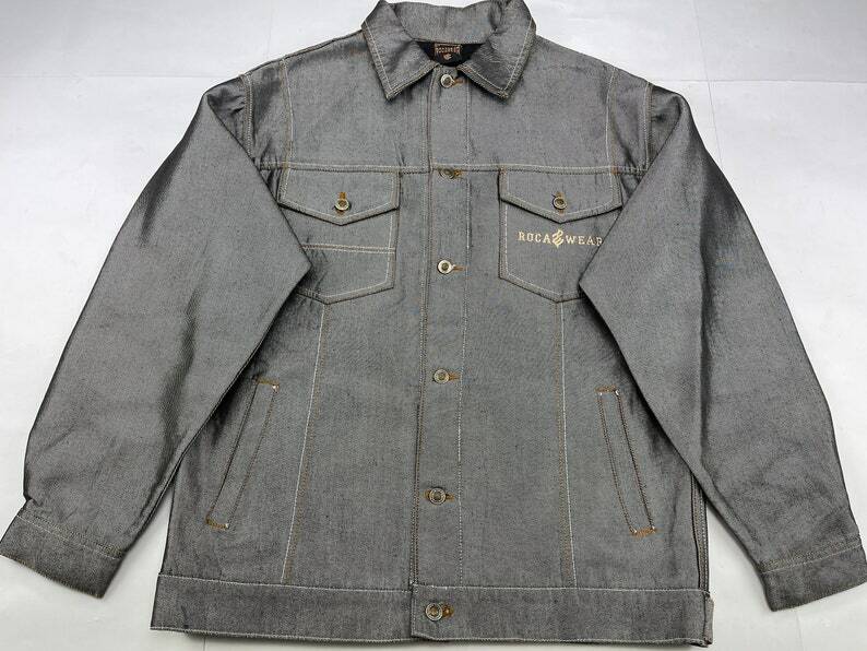 Rocawear jacket, shiny gray, silver, metallic vintage Roca Rocawear jacket, shiny gray, silver, metallic vintage Roca