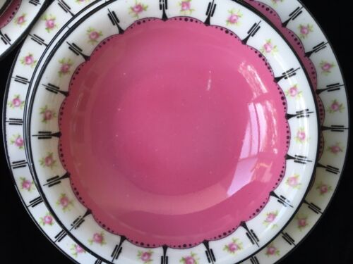 16 Piece VICTORIA Czechoslovakia 'PINK BRUNCH/DESSERT SET FOR 2' - Picture 8 of 11