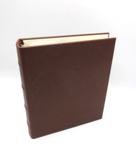 Photo Album 8x9 Ring Binder Leather Cover 72 Clear Pockets Graphic Image Brown