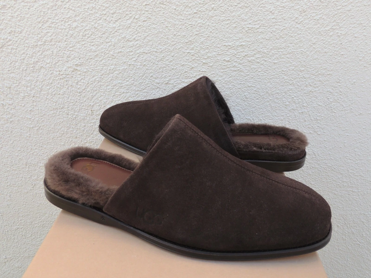 UGG Brown Suede Shearling Lined Slip-On Slippers Mens 12 Men main image 4