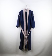 Vintage 70s Streetwear Mens Large Distressed Velour Color Block Belted Bath Robe