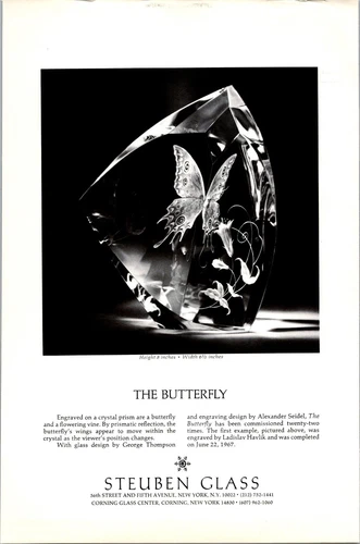 1970s • STEUBEN GLASS "The Butterfly" print ad • advertisement ADS.12