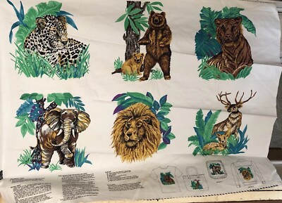 Wildlife Collection Tex Union Cotton Fabric Panel ~ Vintage 1992
