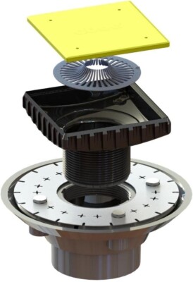 Ebbe America PVC Clamp Collar Drain w/ Square Riser