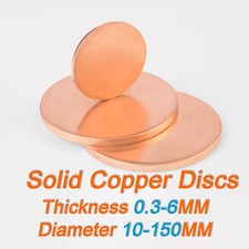 Solid Pure Copper Discs Blanks Round Plate Metal Sheet Thick 0.3 6mm  10mm 150mm