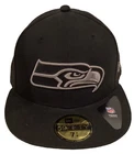 Seattle Seahawks New Era 59Fifty Black Graphite Gray 7 1/8 Fitted Cap Hat $45