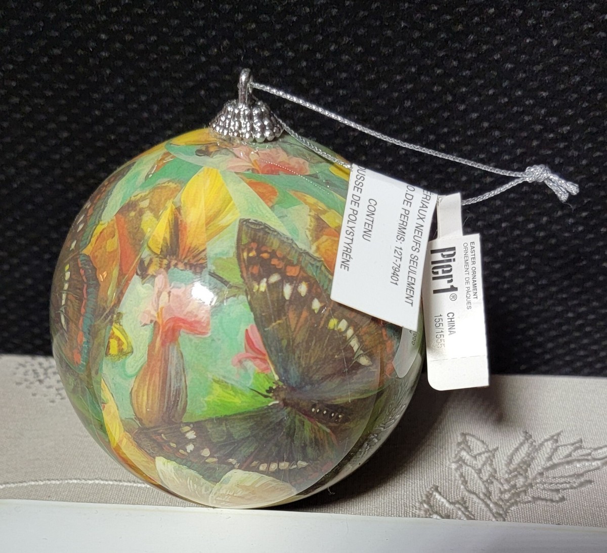 Pier 1 Imports Spring Floral & Butterflies Ornament-Polystyrene