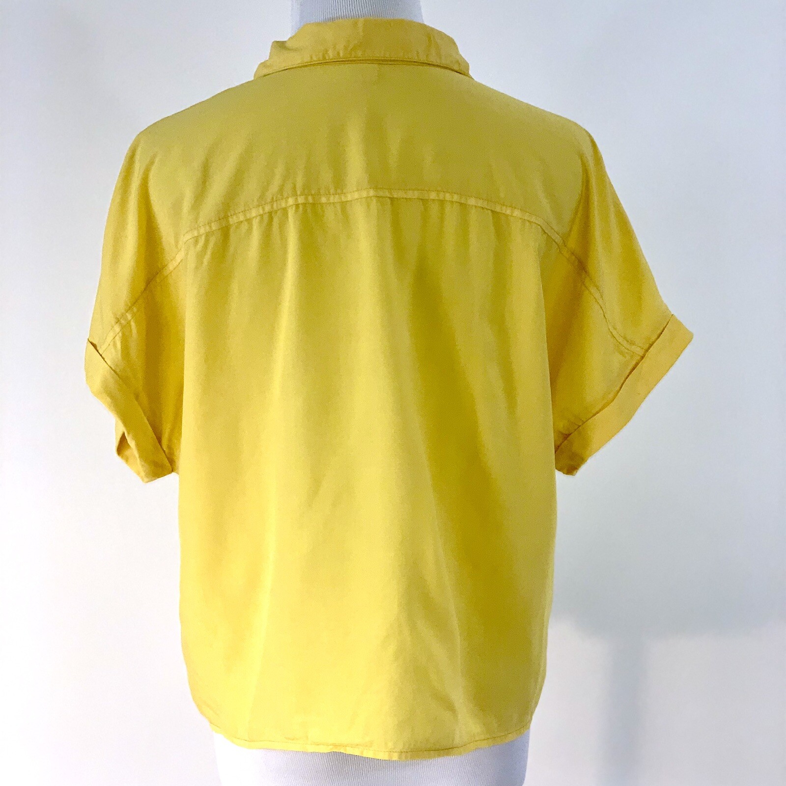 Thread & Supply Yellow Cropped Button Down Short … - image 3