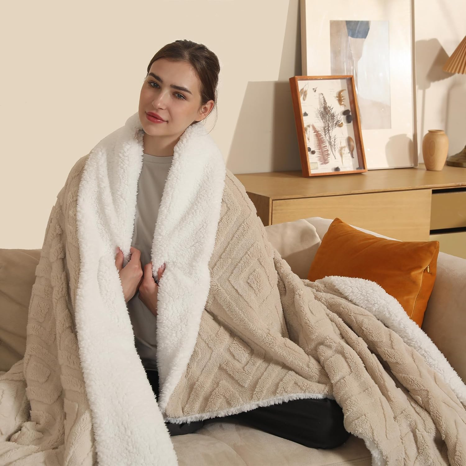 Electric Heated Blanket 50 X 60 Inches Heated Throw with 5 Fast Heating Levels &