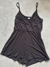H M Divided Women  s Black Jersey Play suit UK Size 8