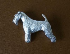 Broche grande de estudio de pie Fox Terrier de alambre de plata esterlina