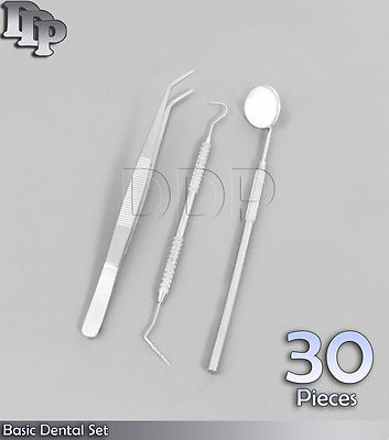 30 Instruments Basic Dental Set Mirror Explorer College plier PR-130