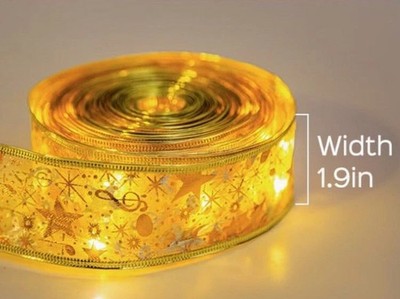4X Gold Foil Gift Ribbon 200 LED Lights Total 64feet WarmWhite-Battery Power NEW