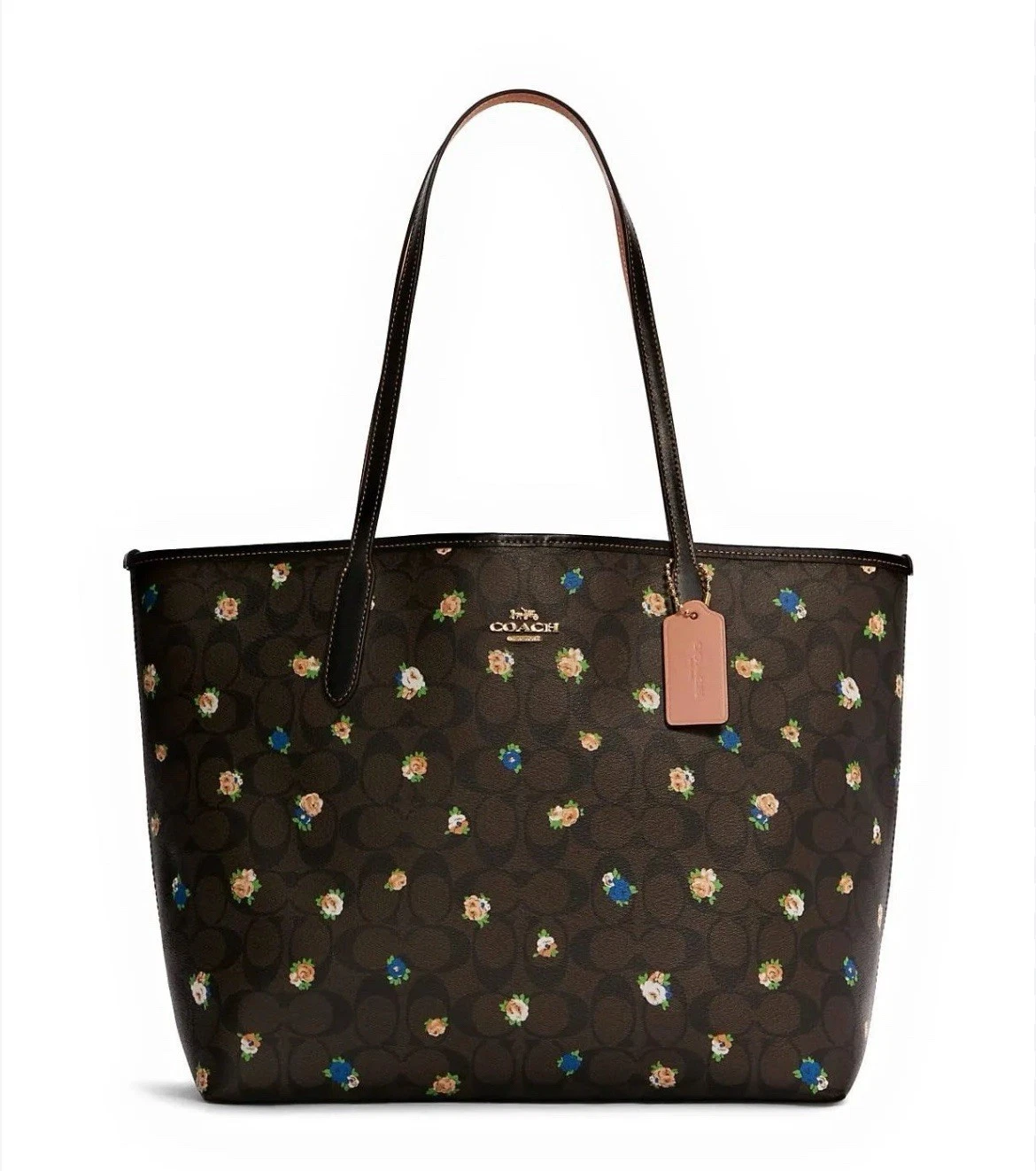 Borsa Coach City in tela firmata con mini stampa rosa vintage C7274
