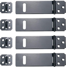 Black Padlock Hasp,Door Slide Latch Lock Sliding Bolt, 4 Inch  Set of 4,Black