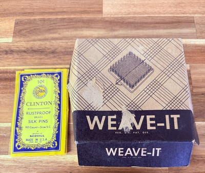 Vintage Weave-It Loom Kit Wood Frame + Clinton Silk Pins USA