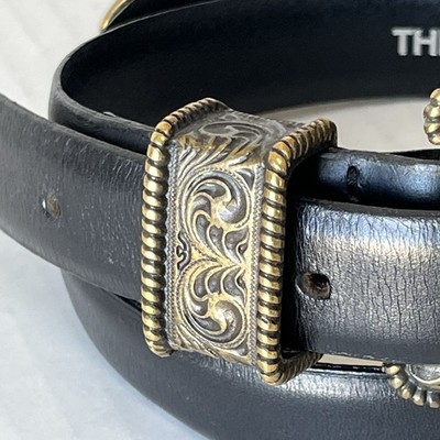 THE KOOPLES Double-Buckle Leather Belt Size T1 US XS Western 