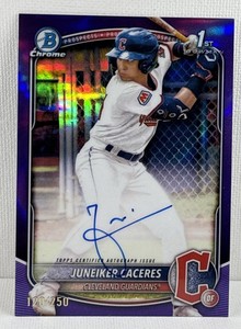2025 Bowman Chrome Juneiker Caceres 1st Bowman Auto Purple Refractor#d 120 /250