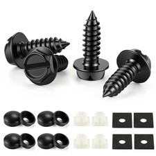 LivTee Rustproof License Plate Screws for Securing 4 Pack, Slotted-Black