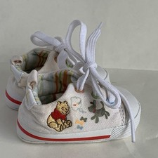 VTG Winnie The Pooh Baby Soft Crib Shoes Infant Sz 0 90s Disney Embroidered