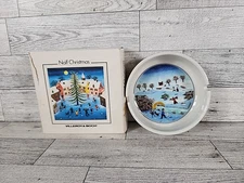 Villeroy & Boch Naif Christmas Ashtray Vintage Porcelain 4.25" w/ Box