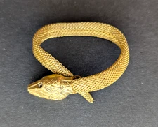 Vintage Gold Tone Mesh Snake  Scarf Ring Ruby Eyes 5"