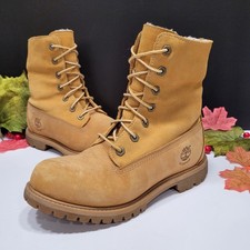 Timberland Waterproof Teddy Fleece Fold Down Wheat Boots Size UK 5