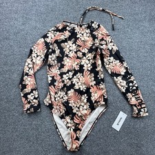 Hurley Womens Size XL Long Sleeve One Piece Swimsuit Surf Rashguard Floral NWT